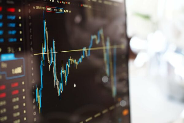 Close-up of a forex trading chart displaying currency movements in a digital trading platform.