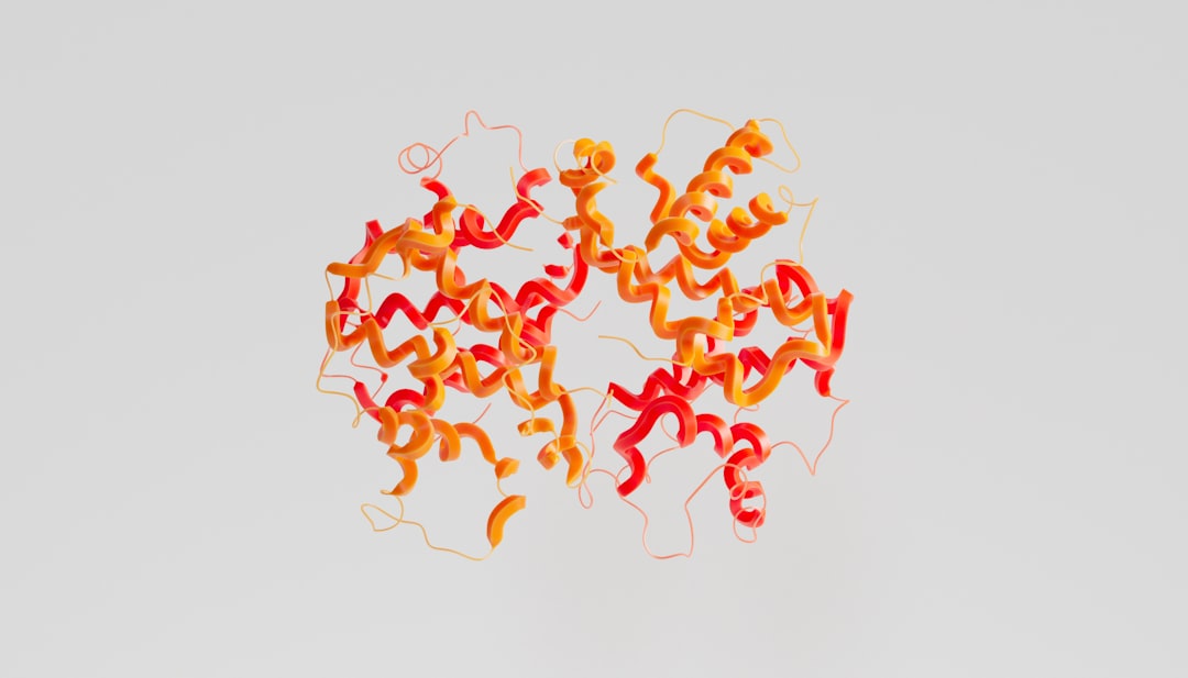 3D representation of a peptide structure in vibrant colors.